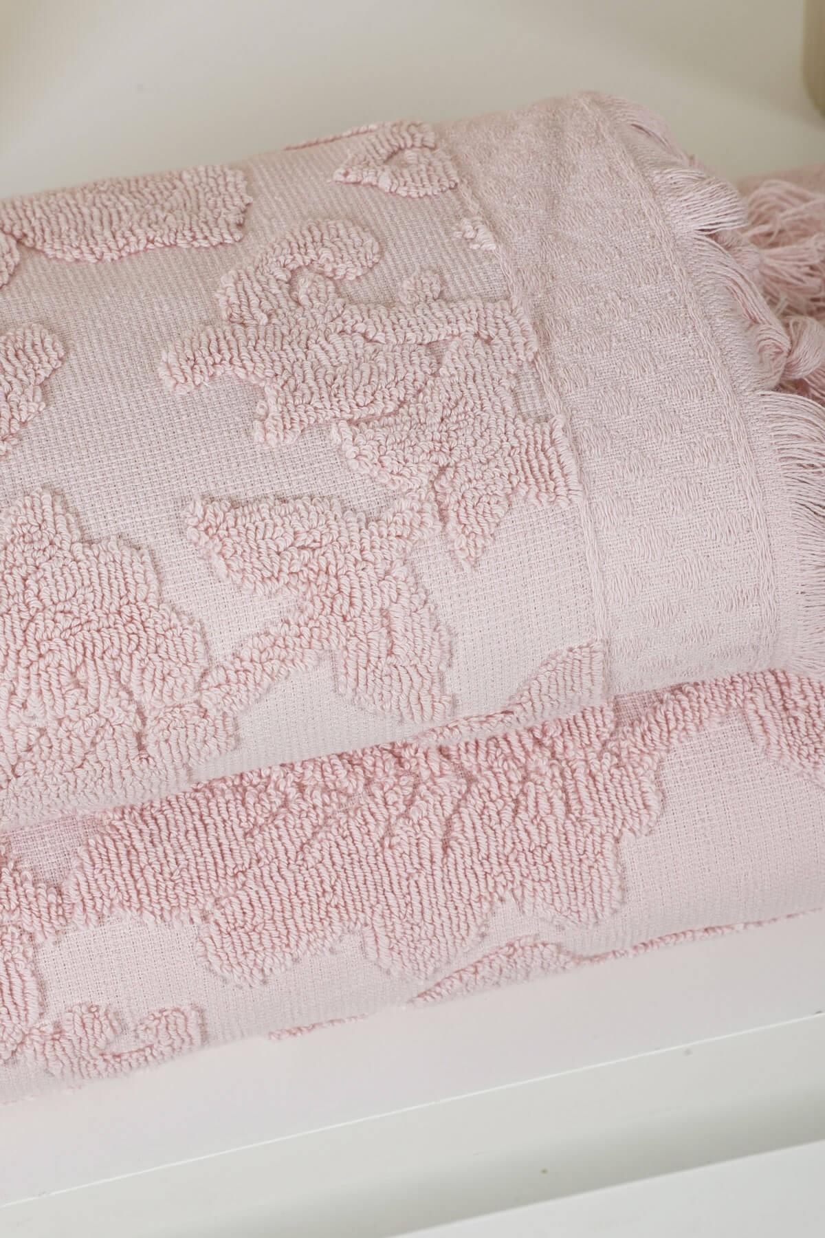 Mira Home Jakarlı Saçaklı Banyo Havlu Takımı Soft Pamuklu Maria Grace