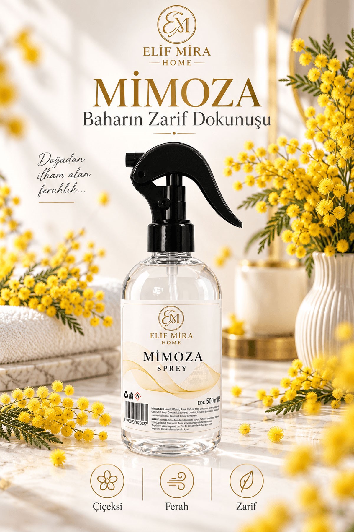 Oda Kokusu Sprey Mimoza Kalıcı Oda Parfümü 500 ml