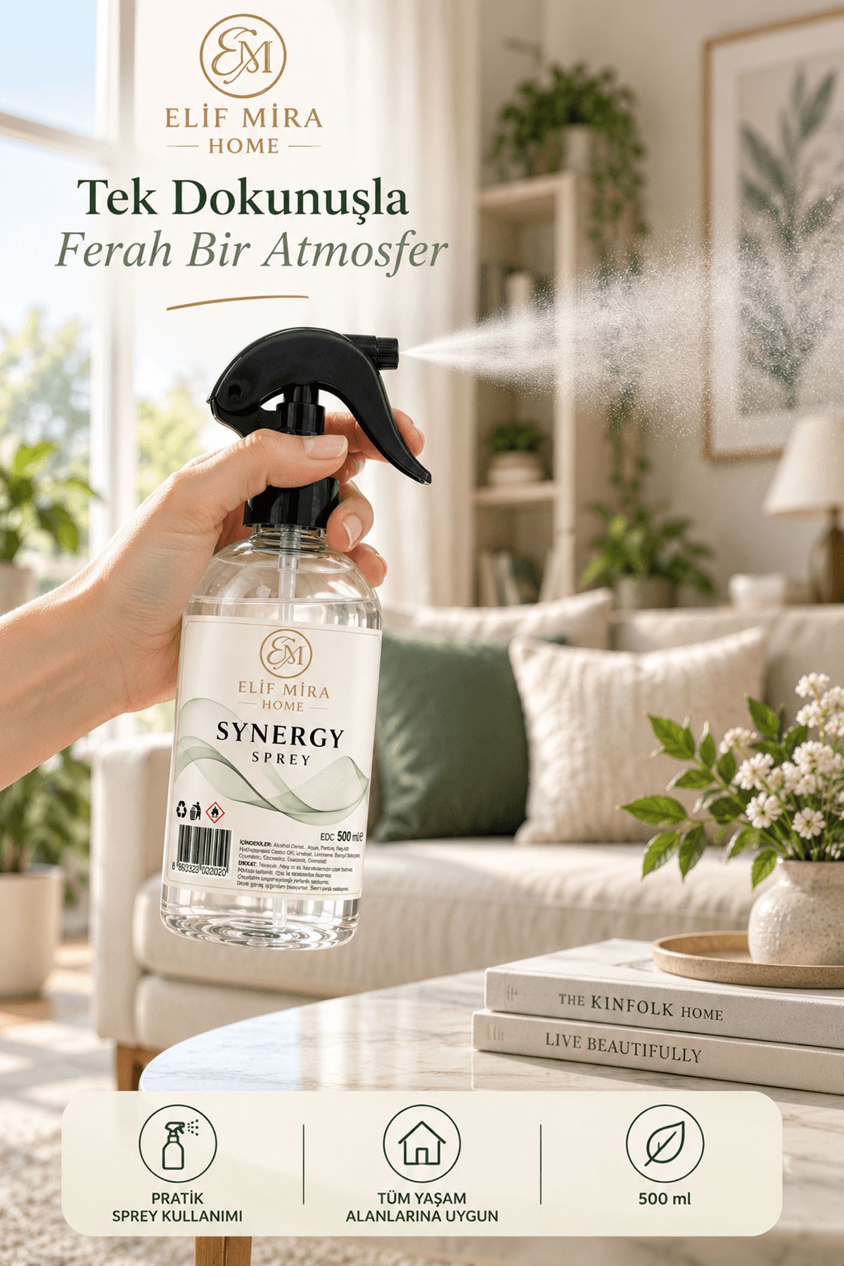 Oda Kokusu Sprey Sinerji Çiçek Kalıcı Oda Parfümü 500 ml