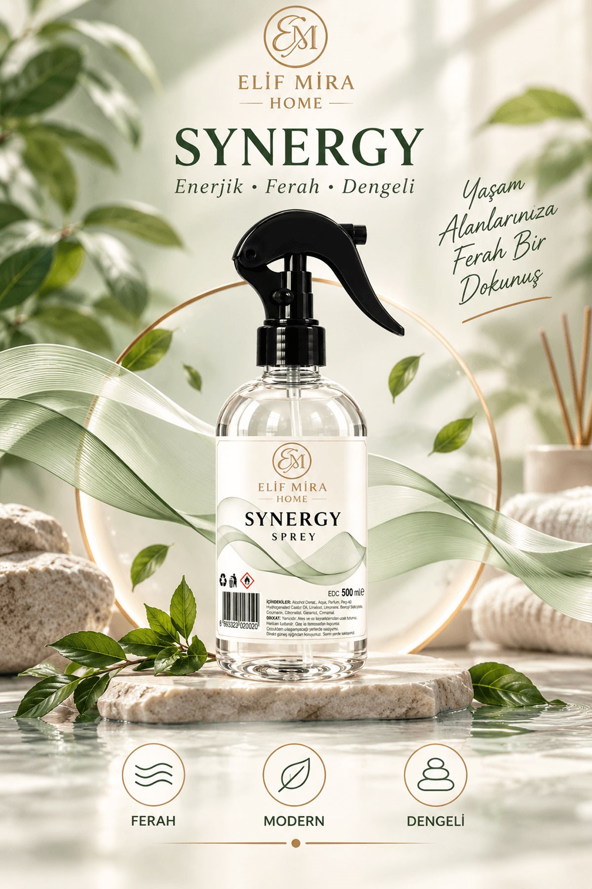 Oda Kokusu Sprey Sinerji Çiçek Kalıcı Oda Parfümü 500 ml