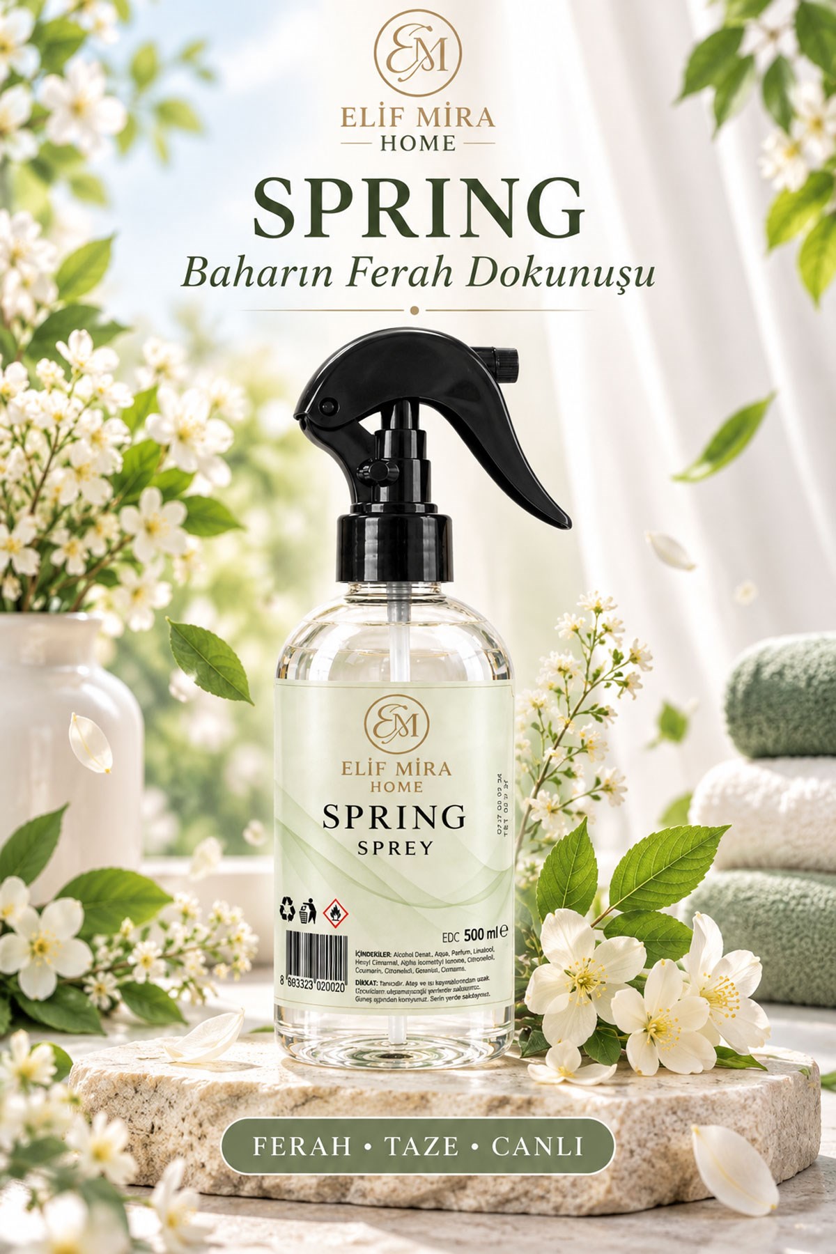 Oda Kokusu Sprey Spring Kalıcı Oda Parfümü 500 ml