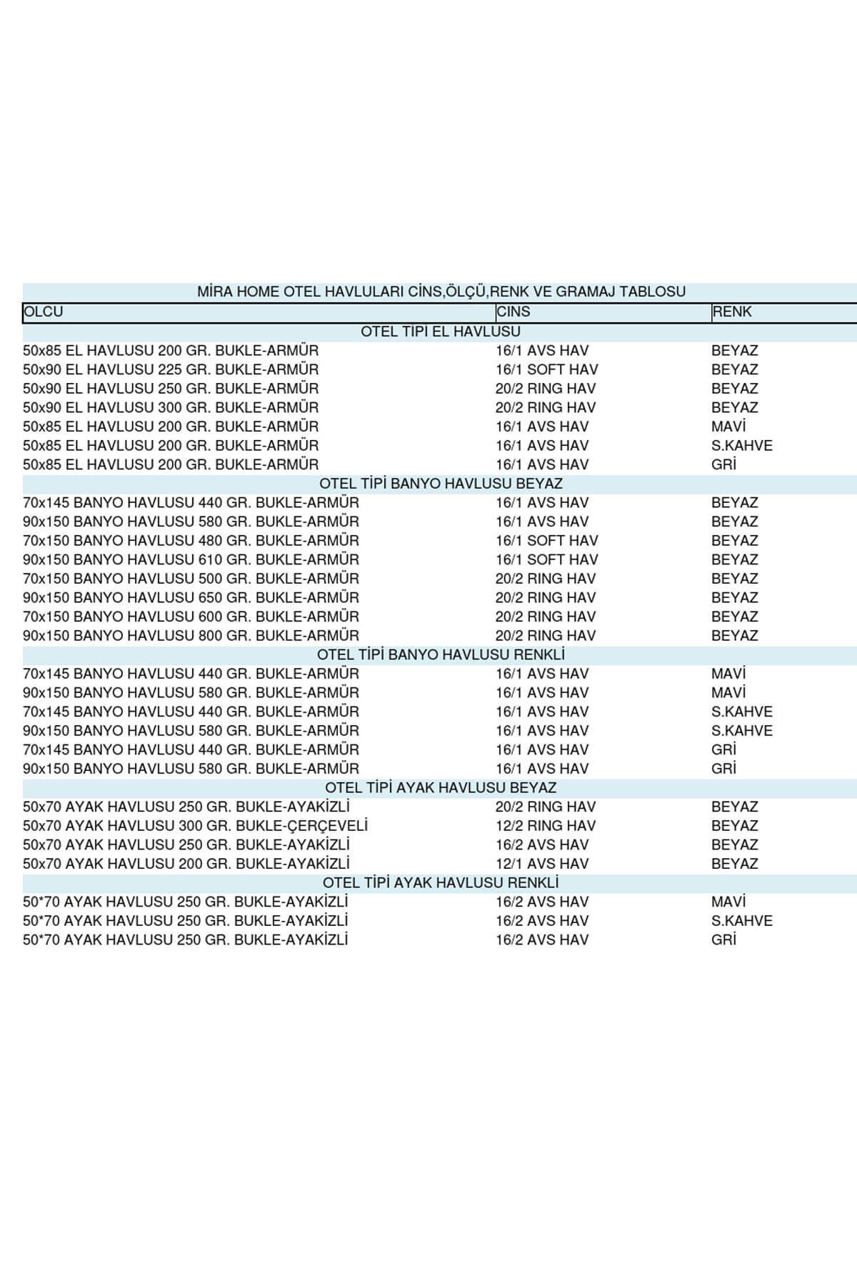 Otel Banyo Havlusu %100 Pamuklu 70X150 Cm Beyaz 20/2 Ring 500 Gr