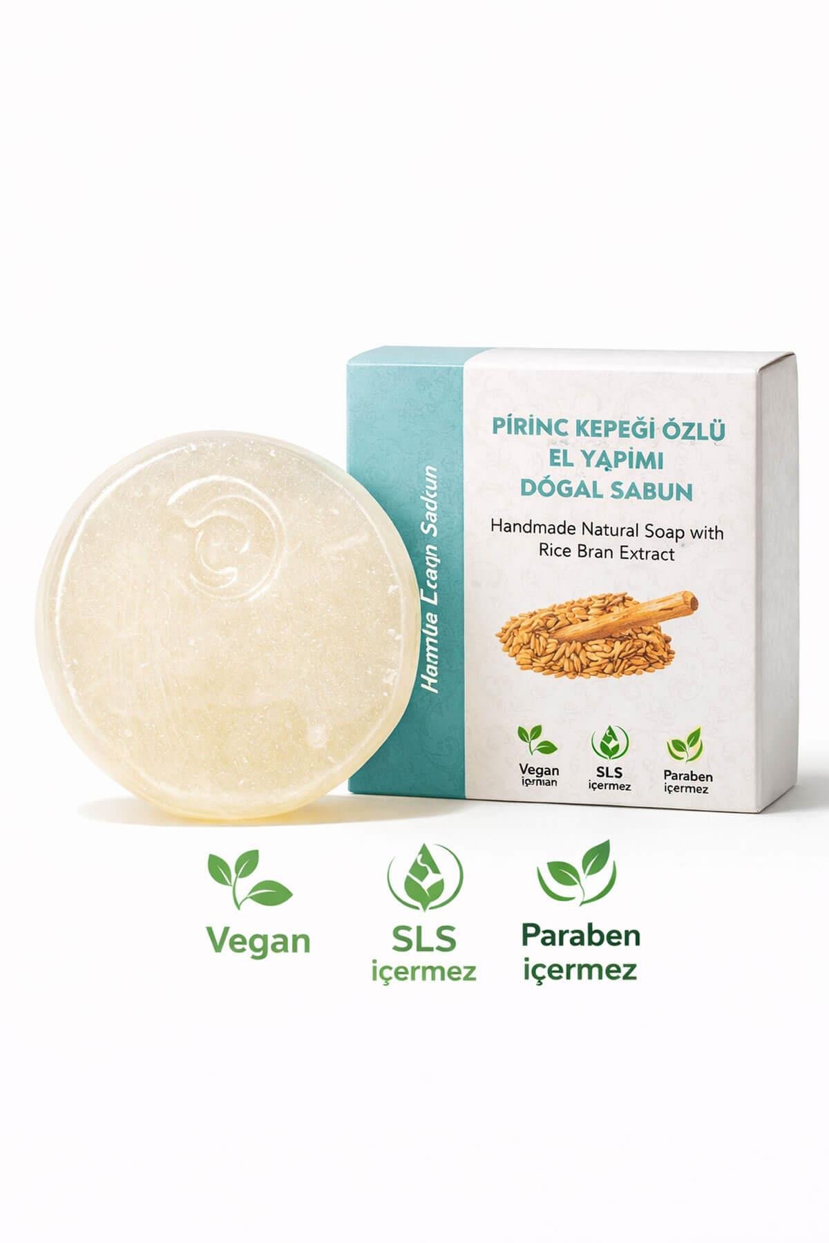 Pirinç Kepeği Özlü El Yapımı Doğal Oval Sabun - 100 gr