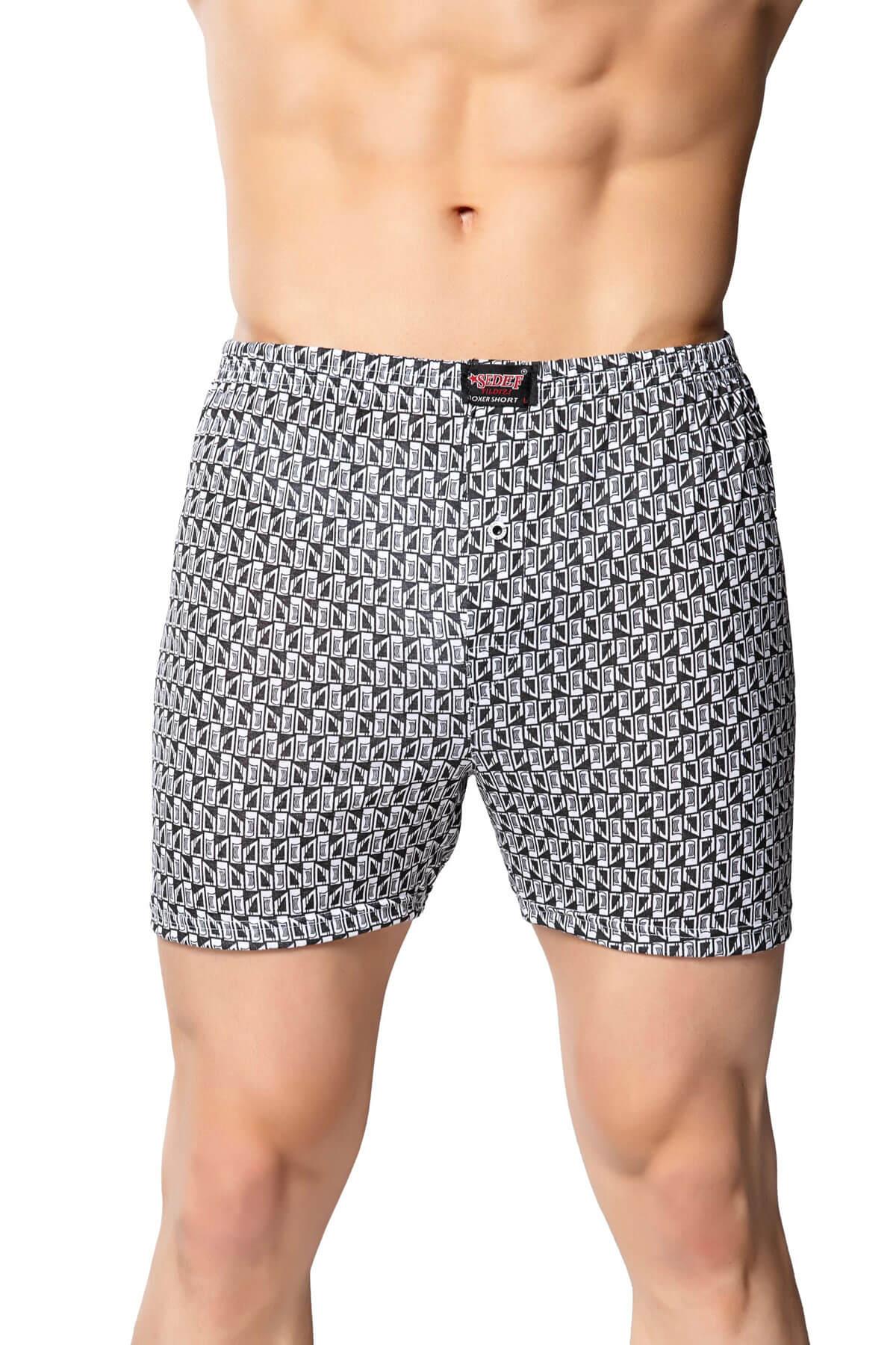 Sedef Yıldızı İç Giyim Erkek Desenli Pamuklu Boxer Don 6lı Paket