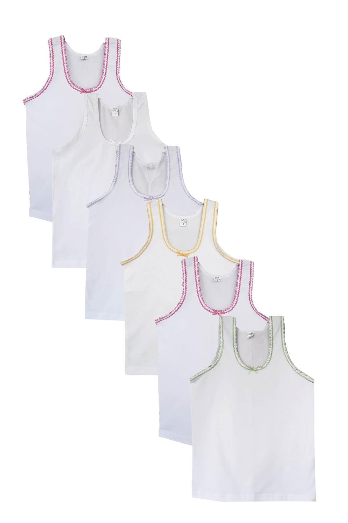 Seher Yıldızı 6 lı Geniş Askılı Kız Çocuk Penye Pamuklu Atlet