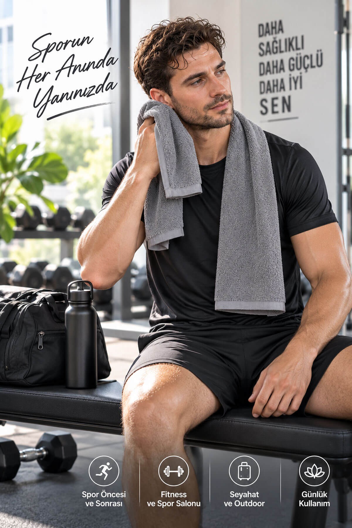 Spor Antrenman Fitness Havlusu 30X100 %100 Pamuklu