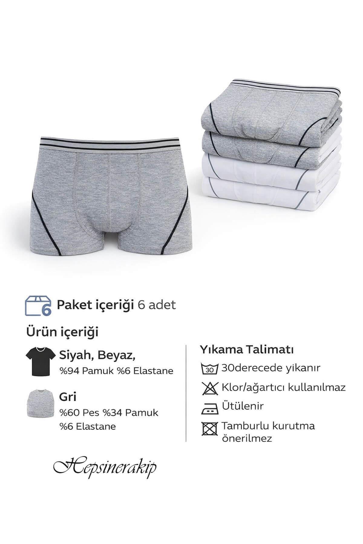 Tutku İç Giyim 6lı Erkek Çocuk Likralı Pamuklu Boxer İç Çamaşır