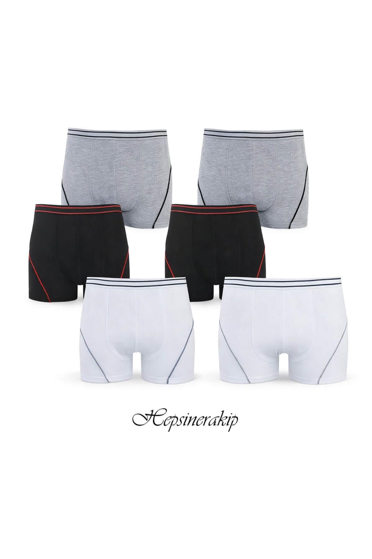 Tutku İç Giyim 6lı Erkek Çocuk Likralı Pamuklu Boxer İç Çamaşır
