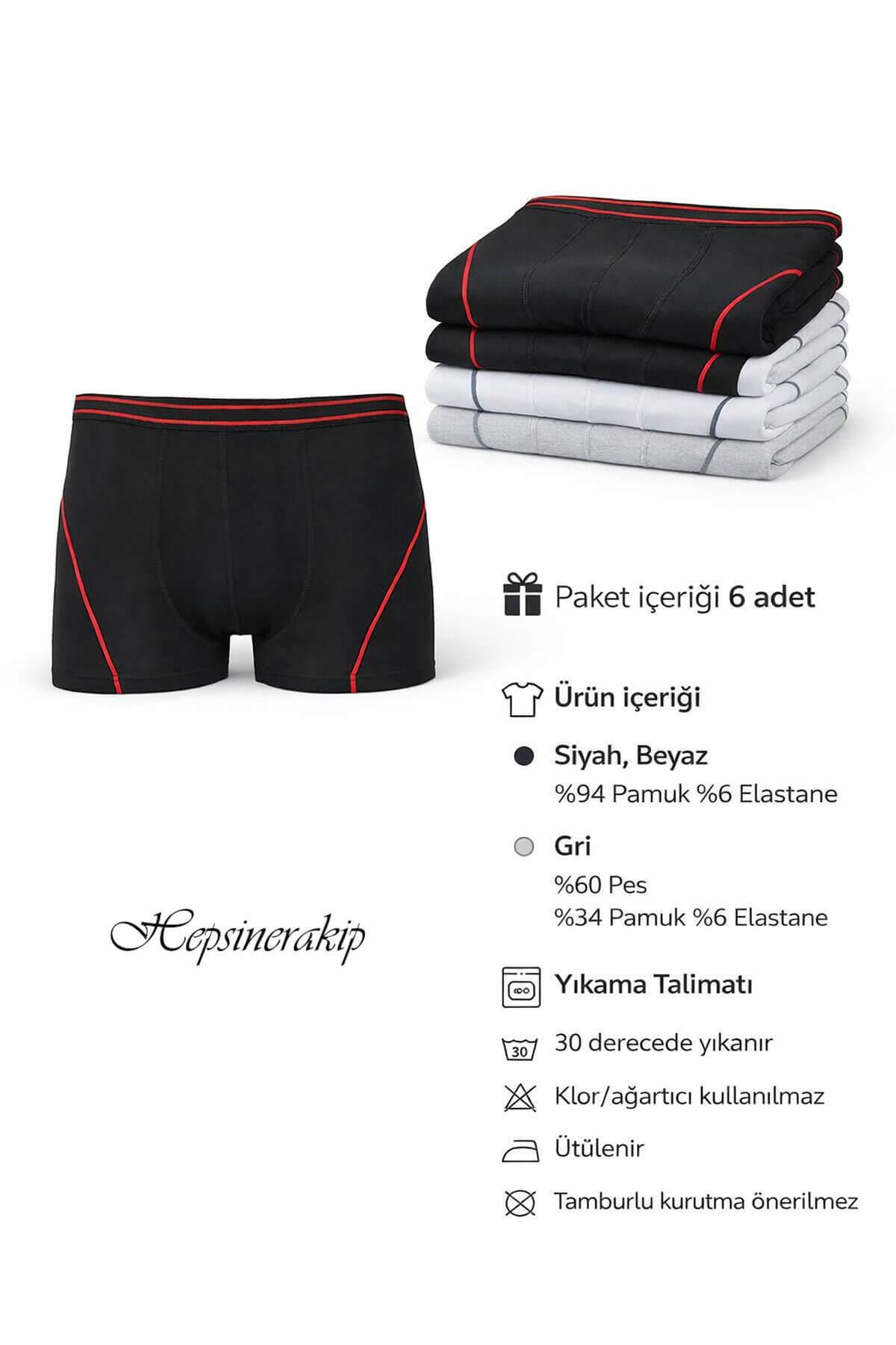 Tutku İç Giyim 6lı Erkek Çocuk Likralı Pamuklu Boxer İç Çamaşır