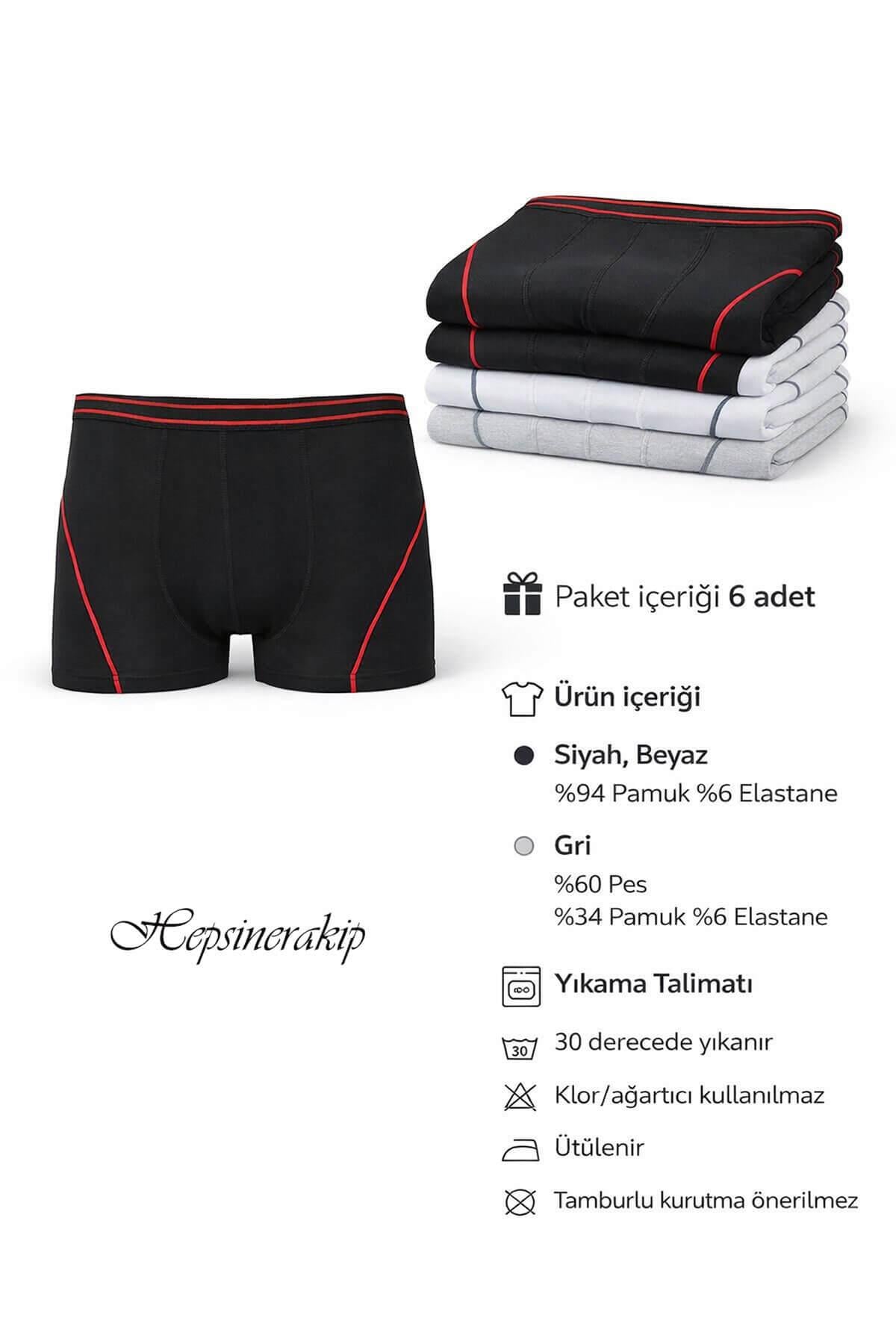 Tutku İç Giyim 6lı Erkek Çocuk Likralı Pamuklu Boxer İç Çamaşır