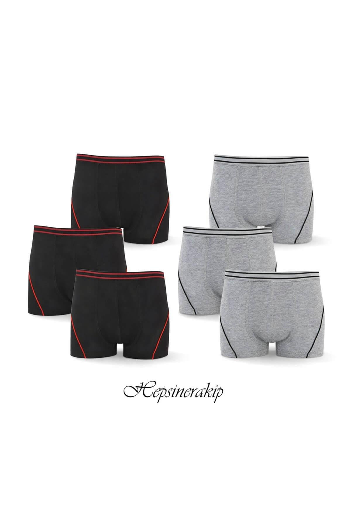 Tutku İç Giyim 6lı Erkek Çocuk Likralı Pamuklu Boxer İç Çamaşır