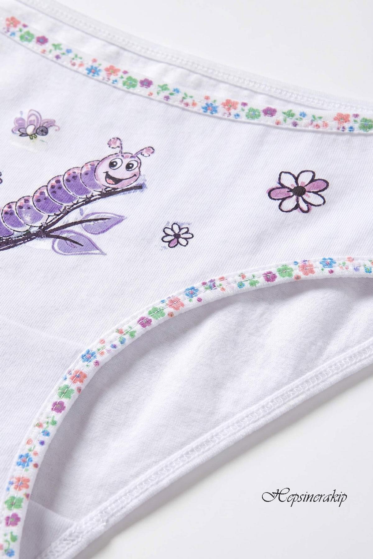 Tutku İç Giyim 6lı Kız Çocuk Baskılı Renkli Külot Likralı Slip