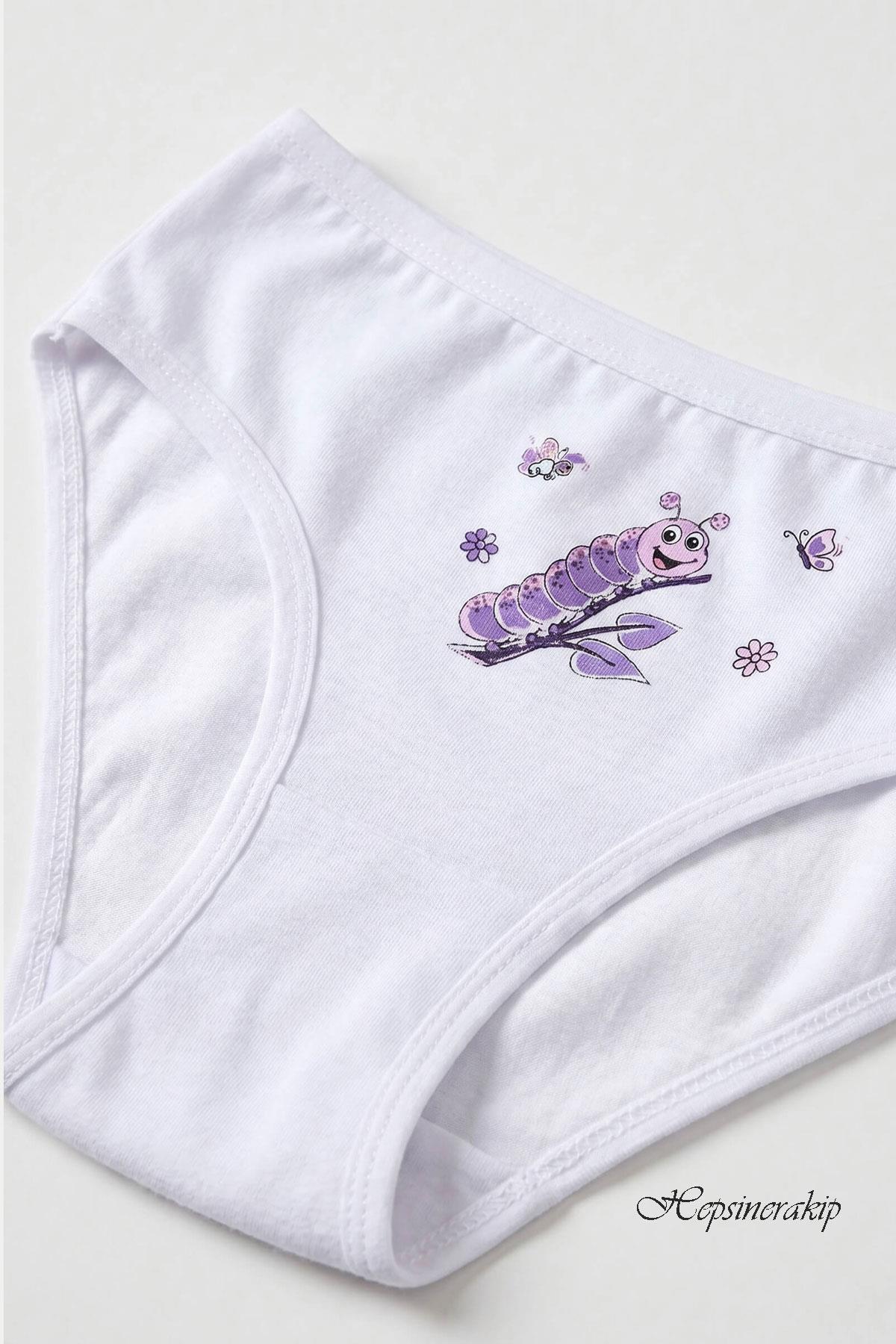 Tutku İç Giyim 6lı Kız Çocuk Baskılı Renkli Külot Likralı Slip