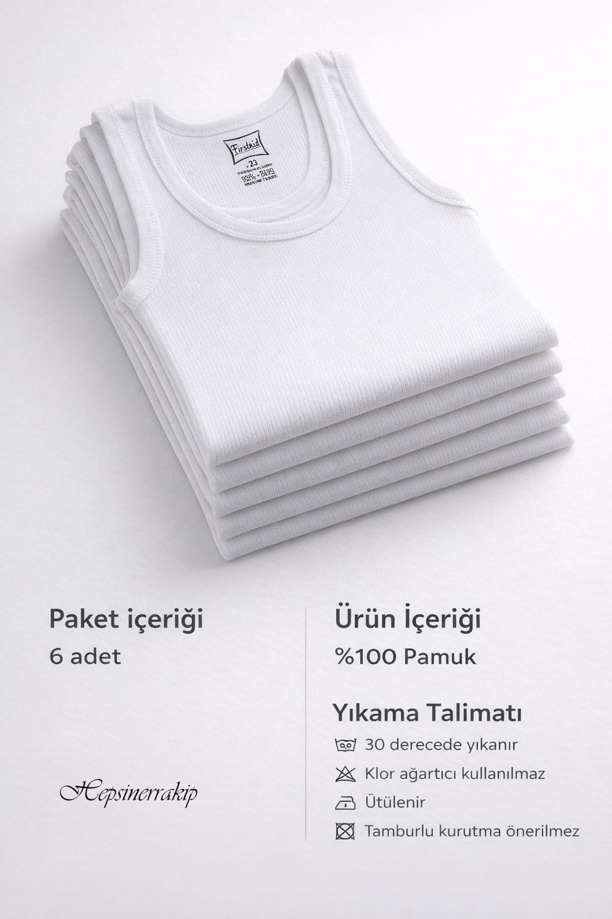 Tutku İç Giyim Erkek Çocuk Askılı Ribana Atlet 6 lı Paket