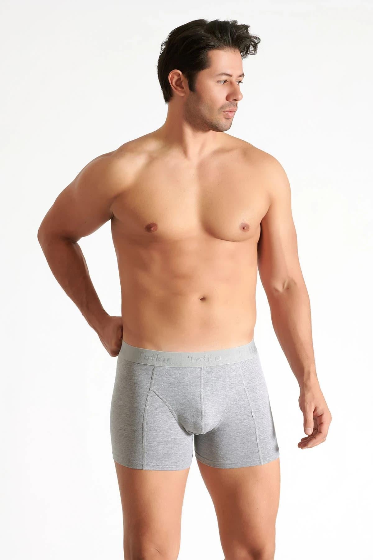 Tutku İç Giyim Pamuklu Likralı Erkek Boxer Paçalı Don 4 Lü Paket
