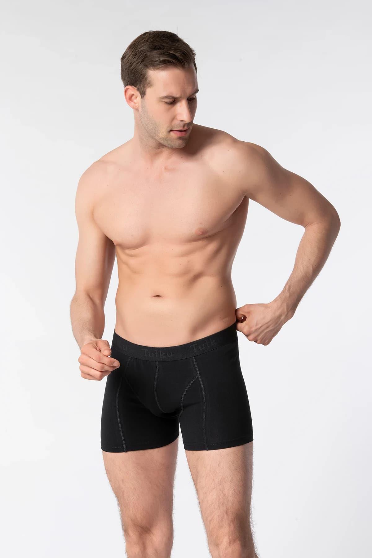 Tutku İç Giyim Pamuklu Likralı Erkek Boxer Paçalı Don 4 Lü Paket