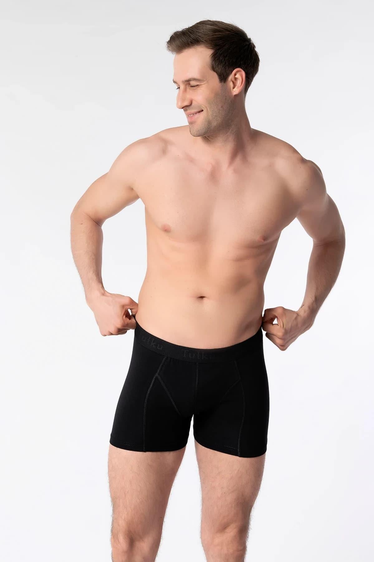 Tutku İç Giyim Pamuklu Likralı Erkek Boxer Paçalı Don 4 Lü Paket