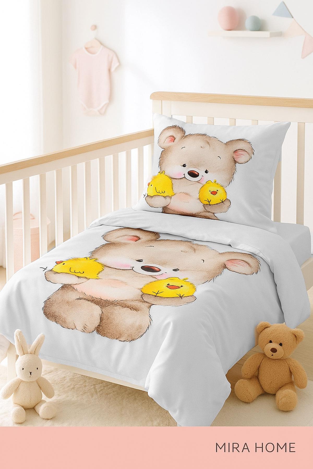 Yenidoğan Kız / Erkek Unisex Bebek Nevresim Takımı 3D Pamuklu Civciv