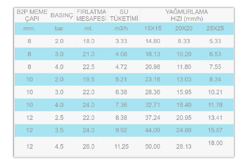 Bereket B2P Yağmurlama Başlığı 1.5