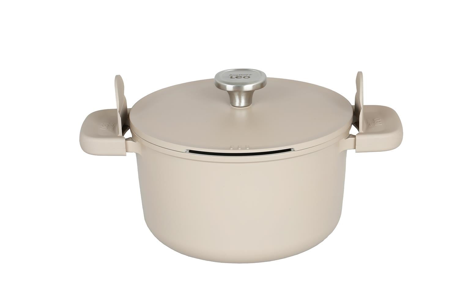 BergHOFF Leo Phantom Yapışmaz Kapaklı Derin Tencere Latte 24 cm 8501450