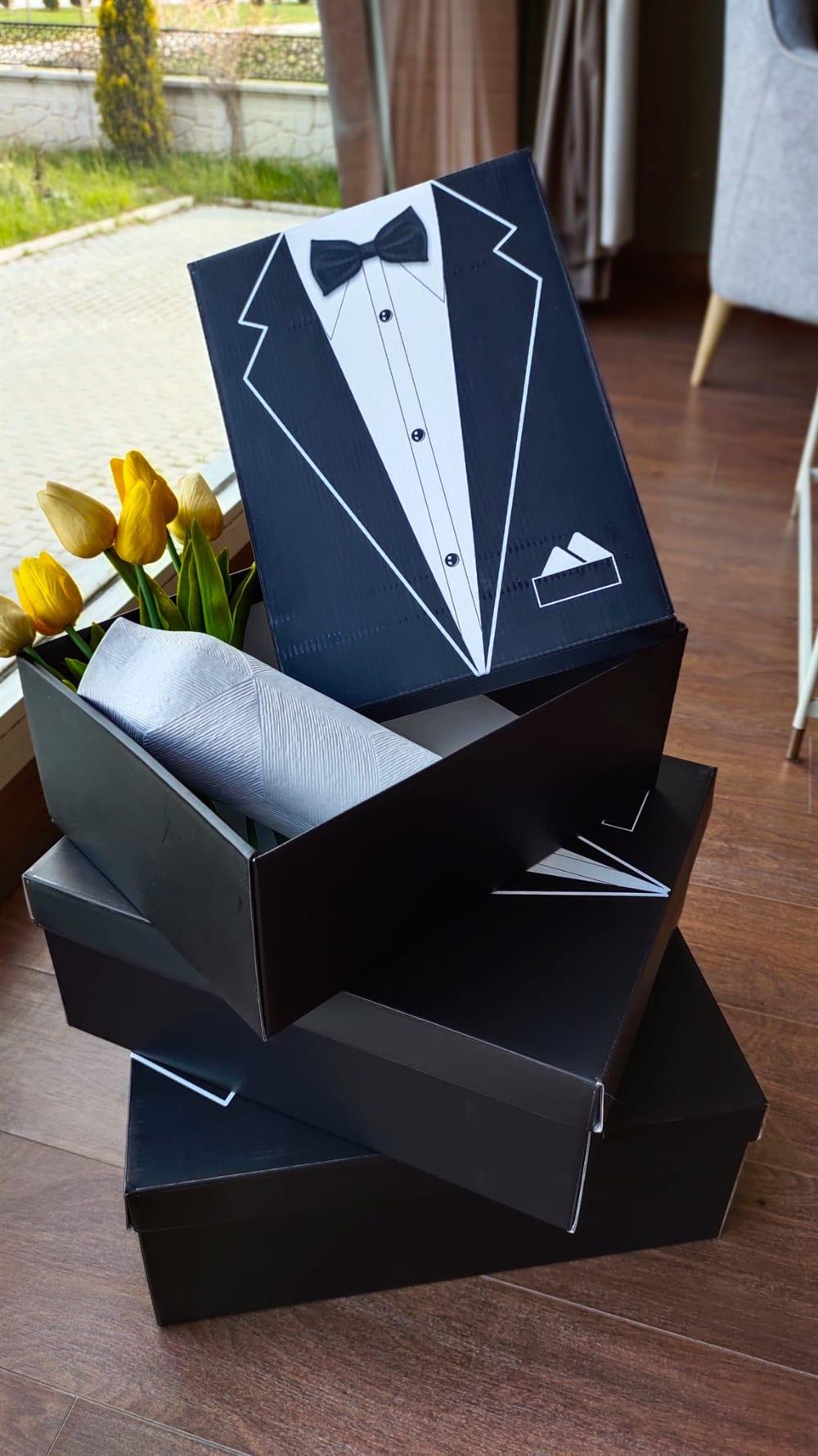 Crearthome Damat Bohçası,Damat Kutusu, Çeyiz Kutu Seti 3 lü Set
