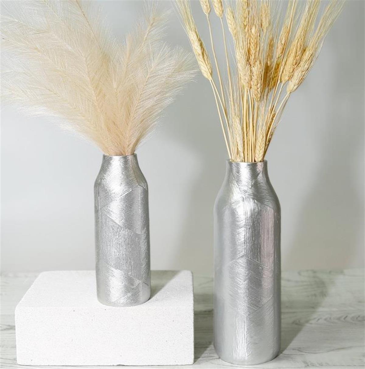 Crearthome Dekoratif Athena Büyük Vazo Gümüş 28 cm SAKS 151GMS71RS