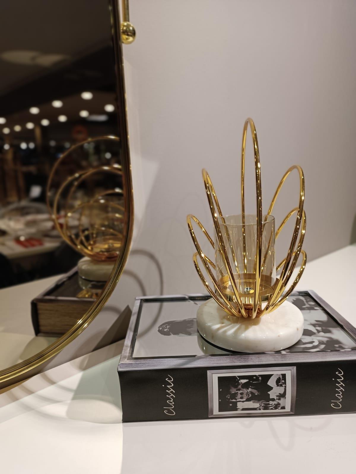 Crearthome Dekoratif Küçük Boy Gold Halka Mumluk SZR-198535