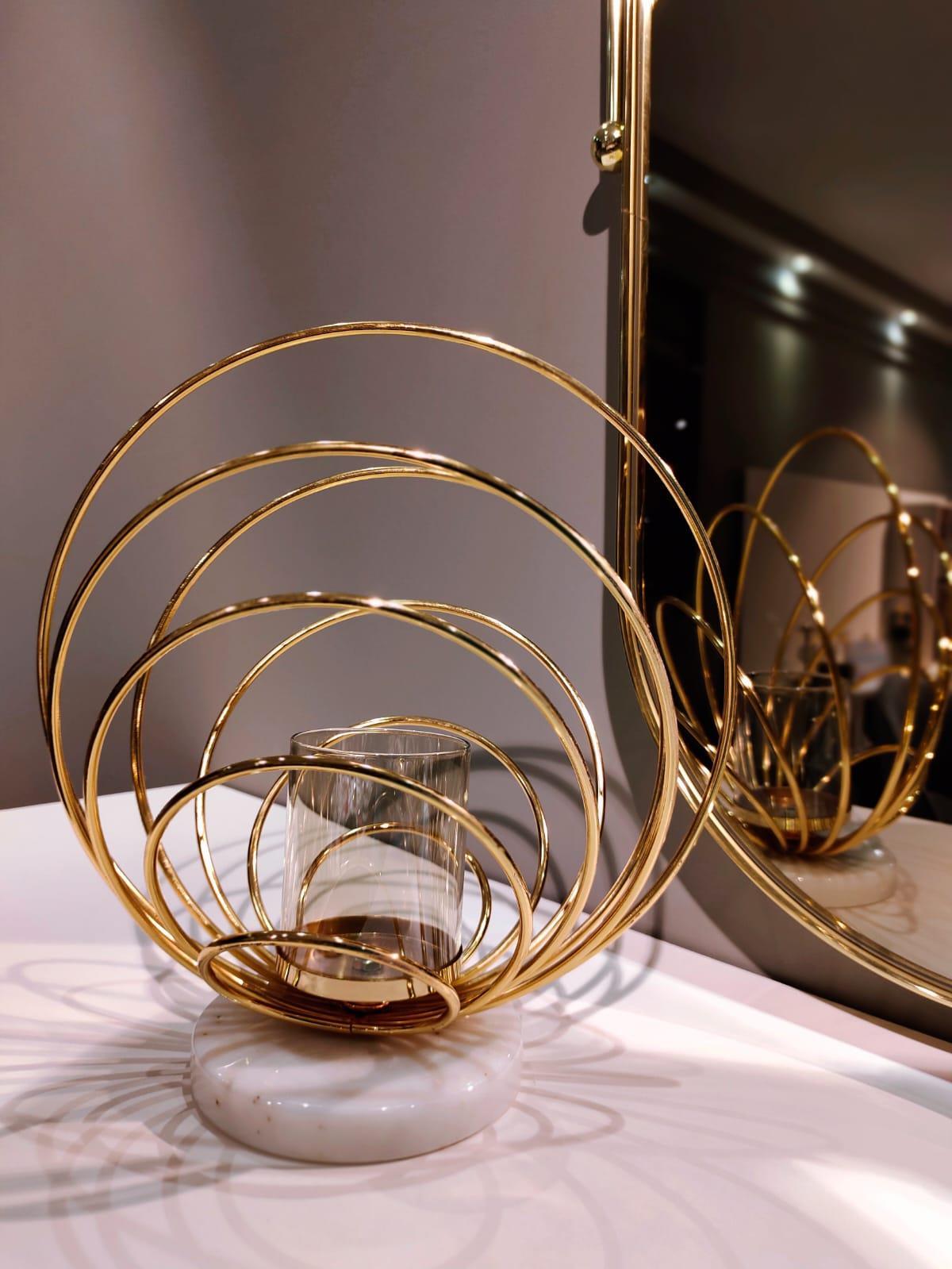 Crearthome Dekoratif Küçük Boy Gold Halka Mumluk SZR-198535