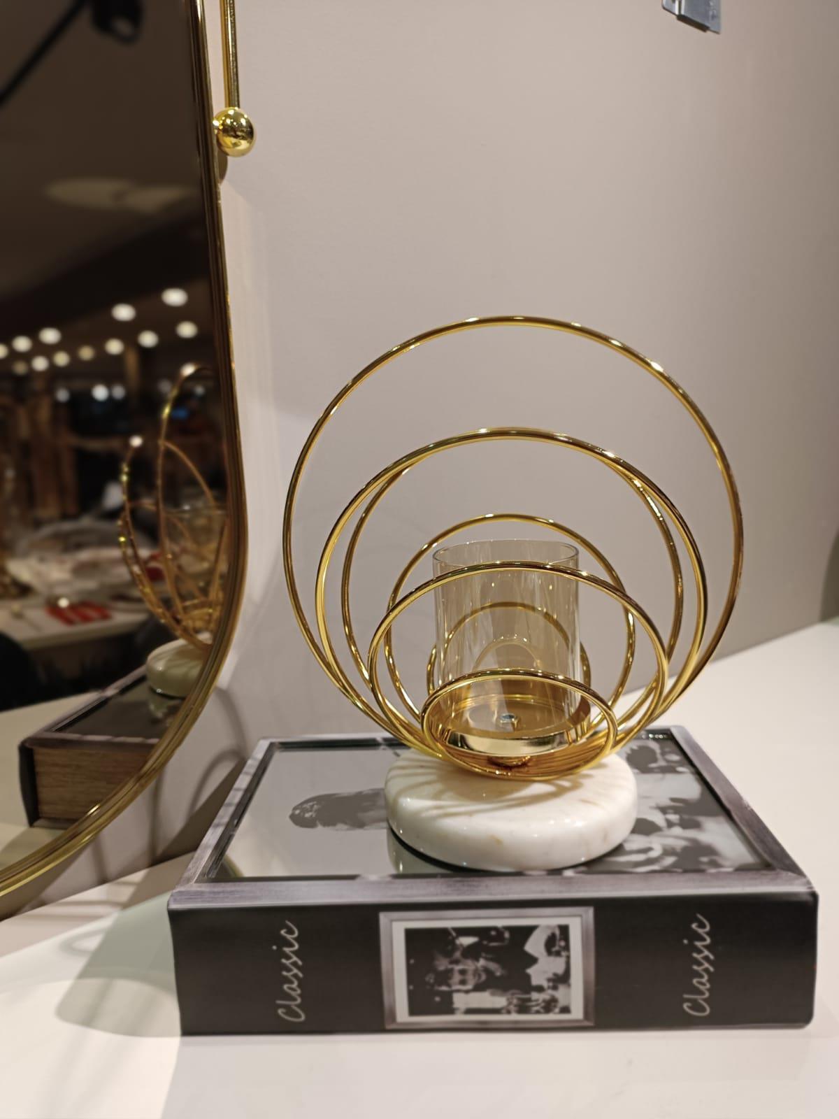 Crearthome Dekoratif Küçük Boy Gold Halka Mumluk SZR-198535