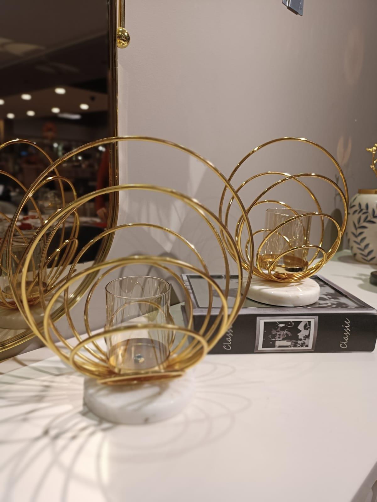 Crearthome Dekoratif Küçük Boy Gold Halka Mumluk SZR-198535
