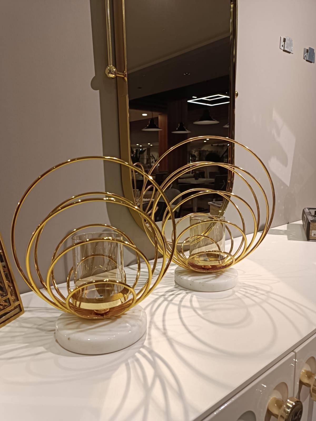 Crearthome Dekoratif Küçük Boy Gold Halka Mumluk SZR-198535