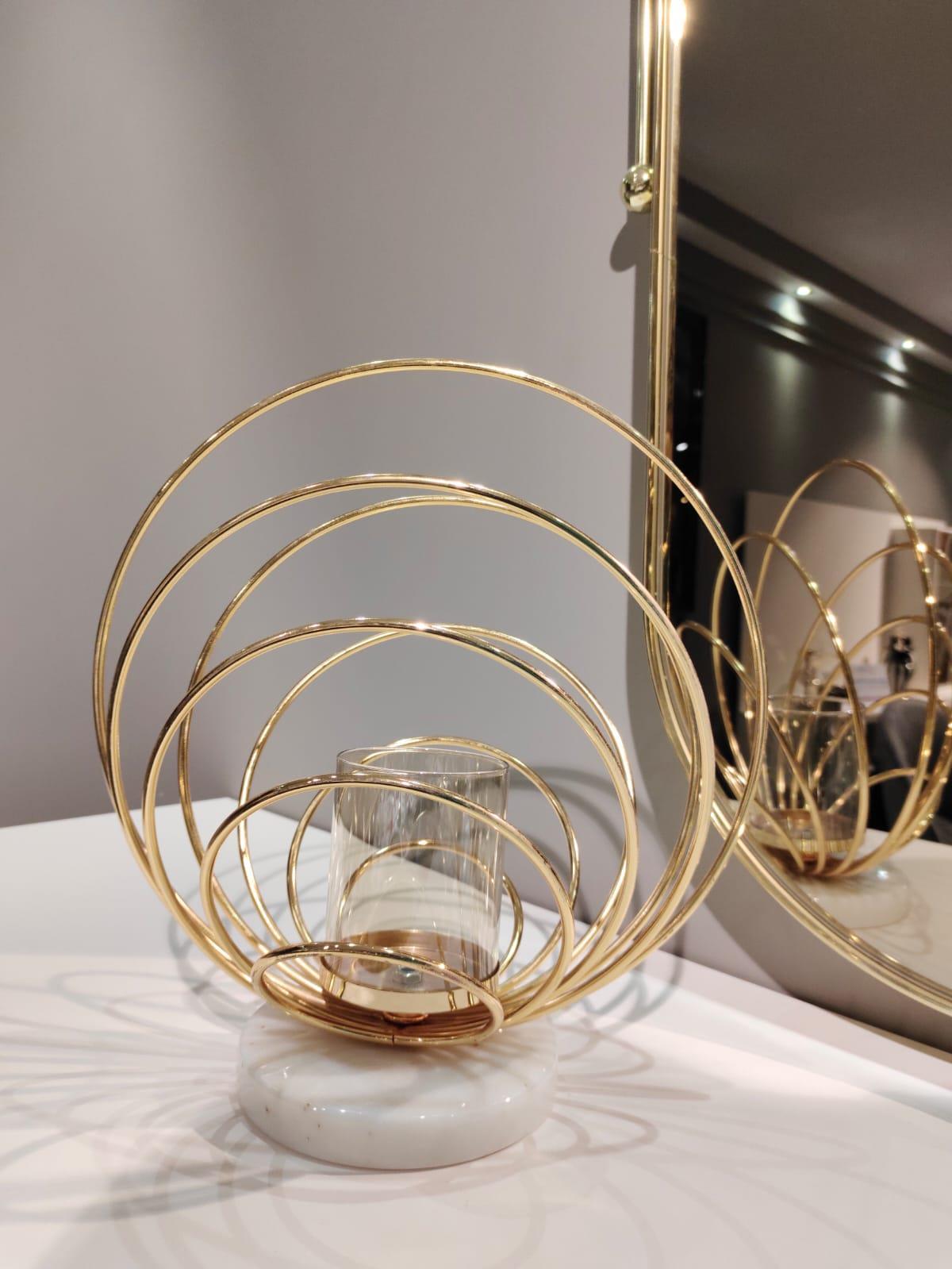 Crearthome Dekoratif Küçük Boy Gold Halka Mumluk SZR-198535