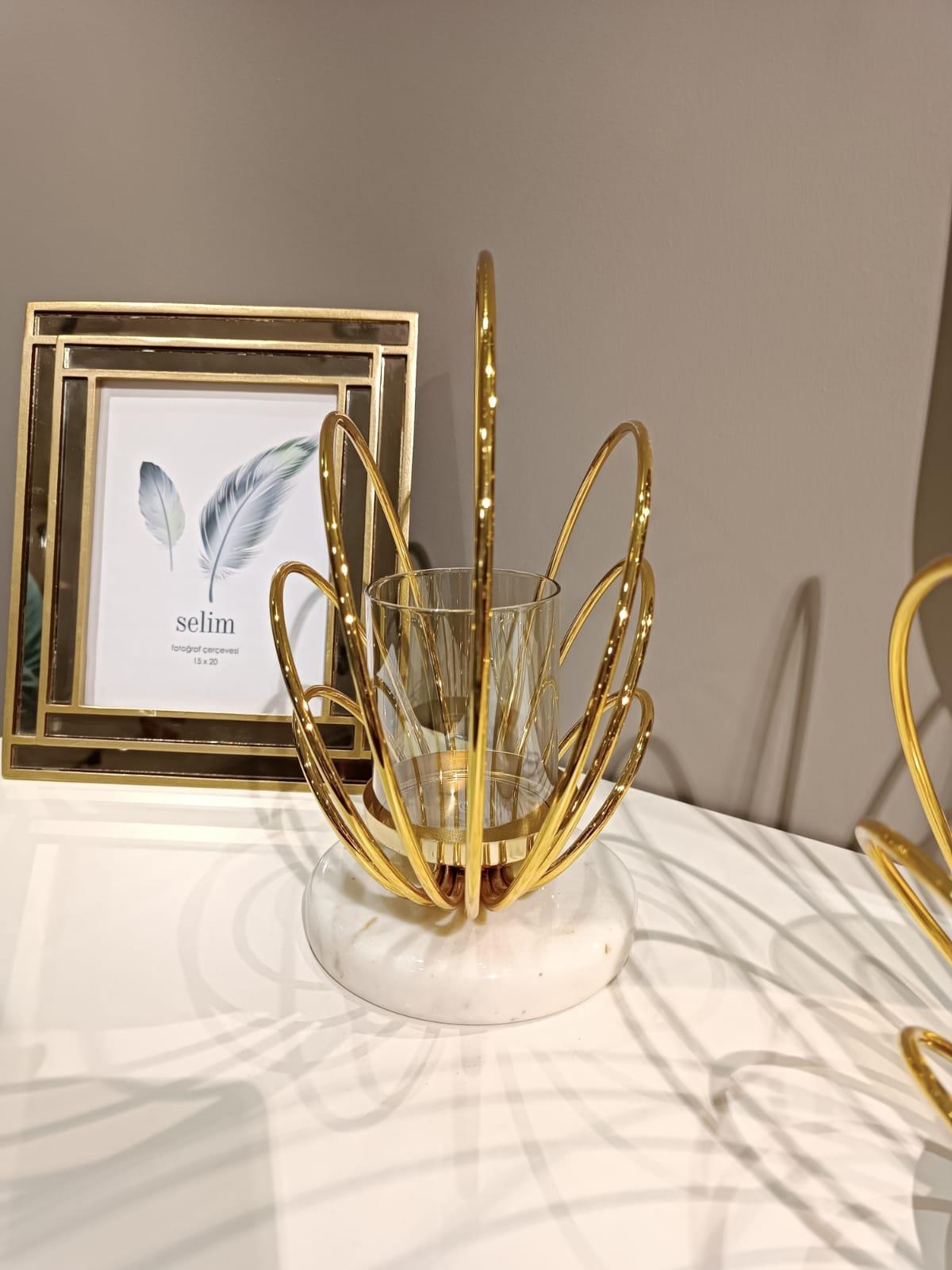 Crearthome Dekoratif Küçük Boy Gold Halka Mumluk SZR-198535