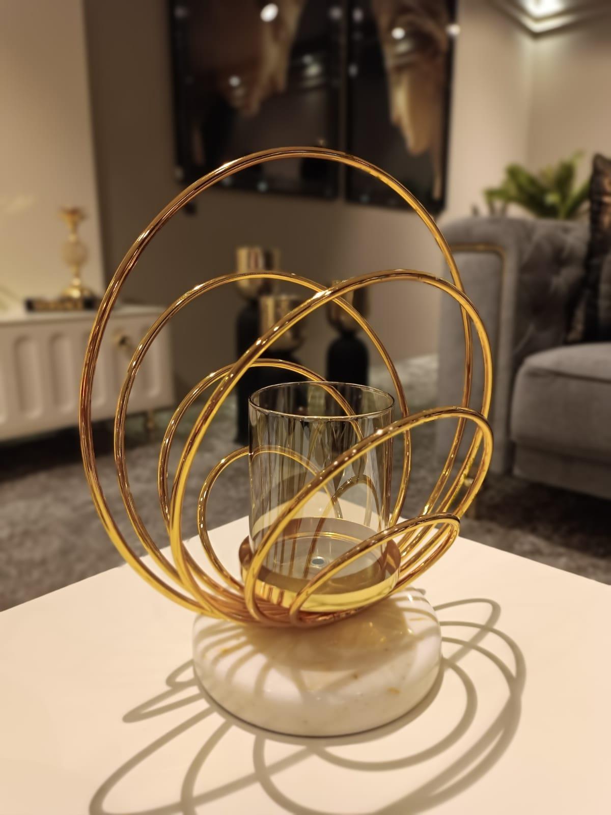 Crearthome Dekoratif Küçük Boy Gold Halka Mumluk SZR-198535