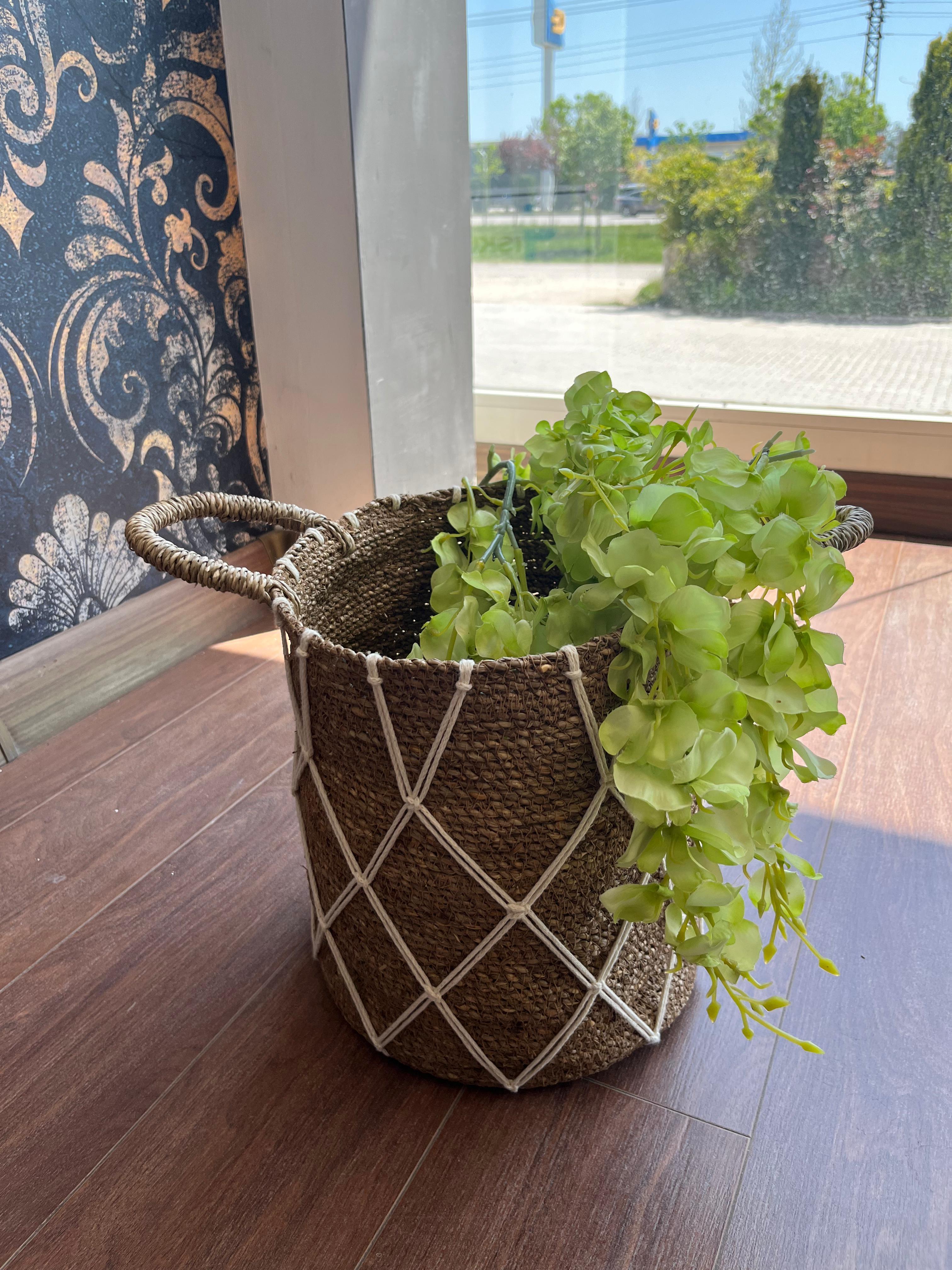 Crearthome Evdema Dekoratif Halat Sepet 26x26 Cm Hasır Sepet Düzenleyici  