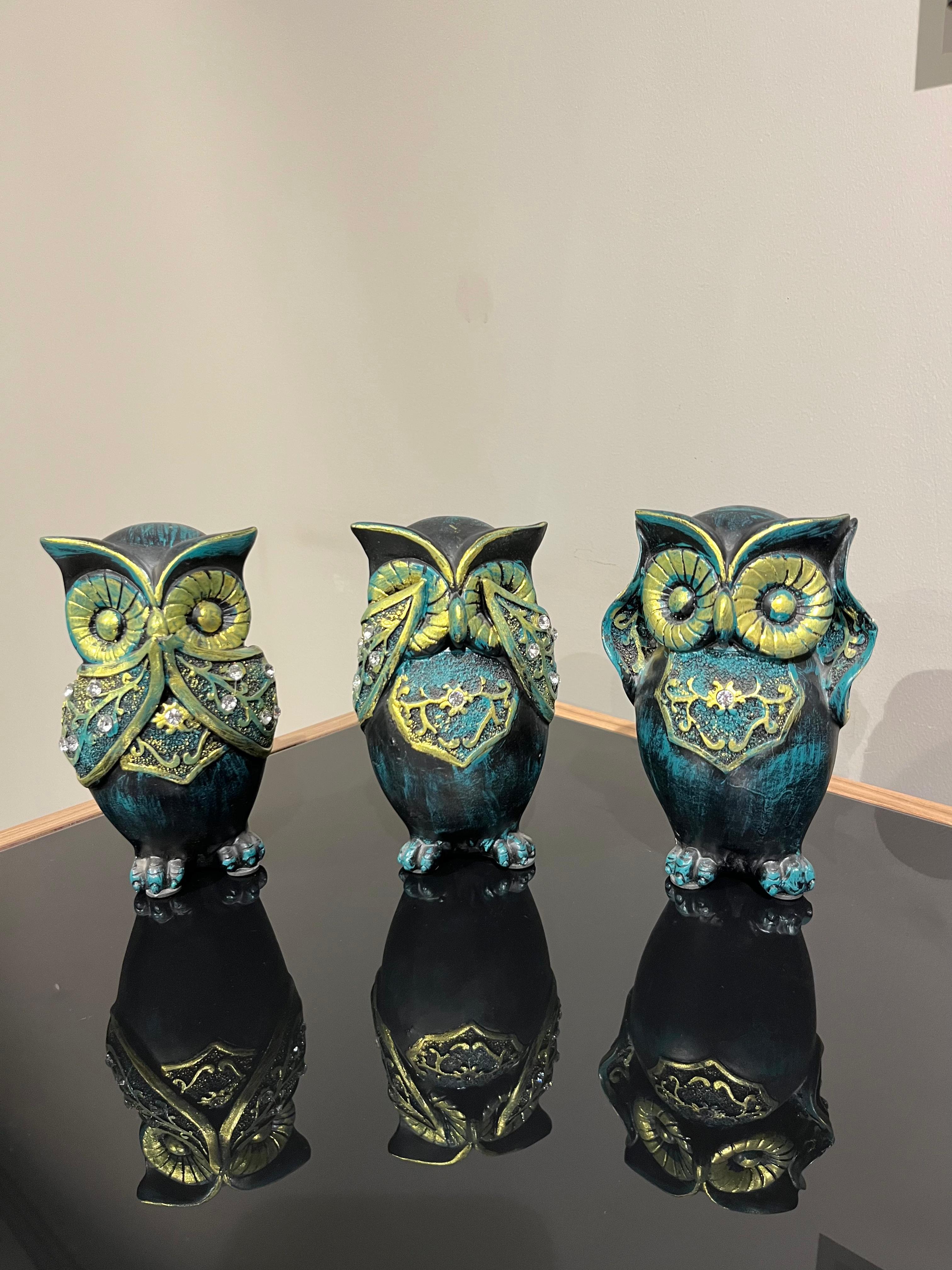 Crearthome Görmedim Duymadım Bilmiyorum Dekoratif Baykuş Biblo 16X9 CM