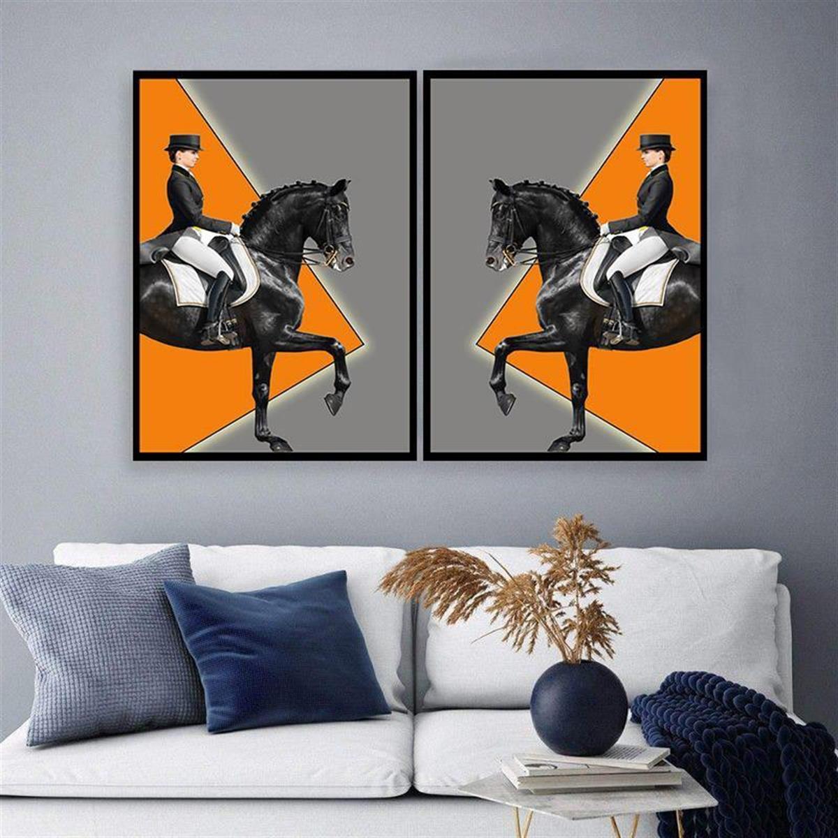 Crearthome Hermes Atlı Kadın Cam Baskı Tablo Sağ 75x105 cm KZY-2367