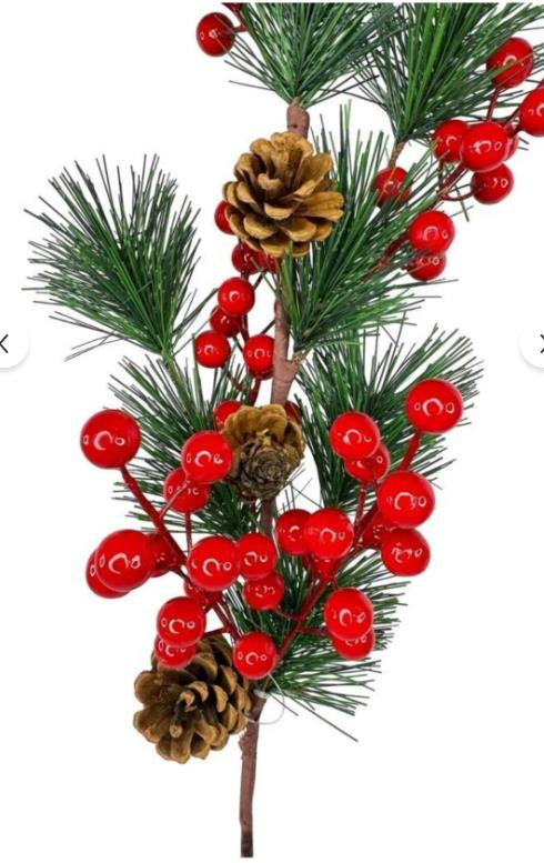 Crearthome Yapay Çiçek Kokina ve Çam Dalı Uzun Dal Kozalaklı 75cm Yılbaşı Çiçeği nc-831 