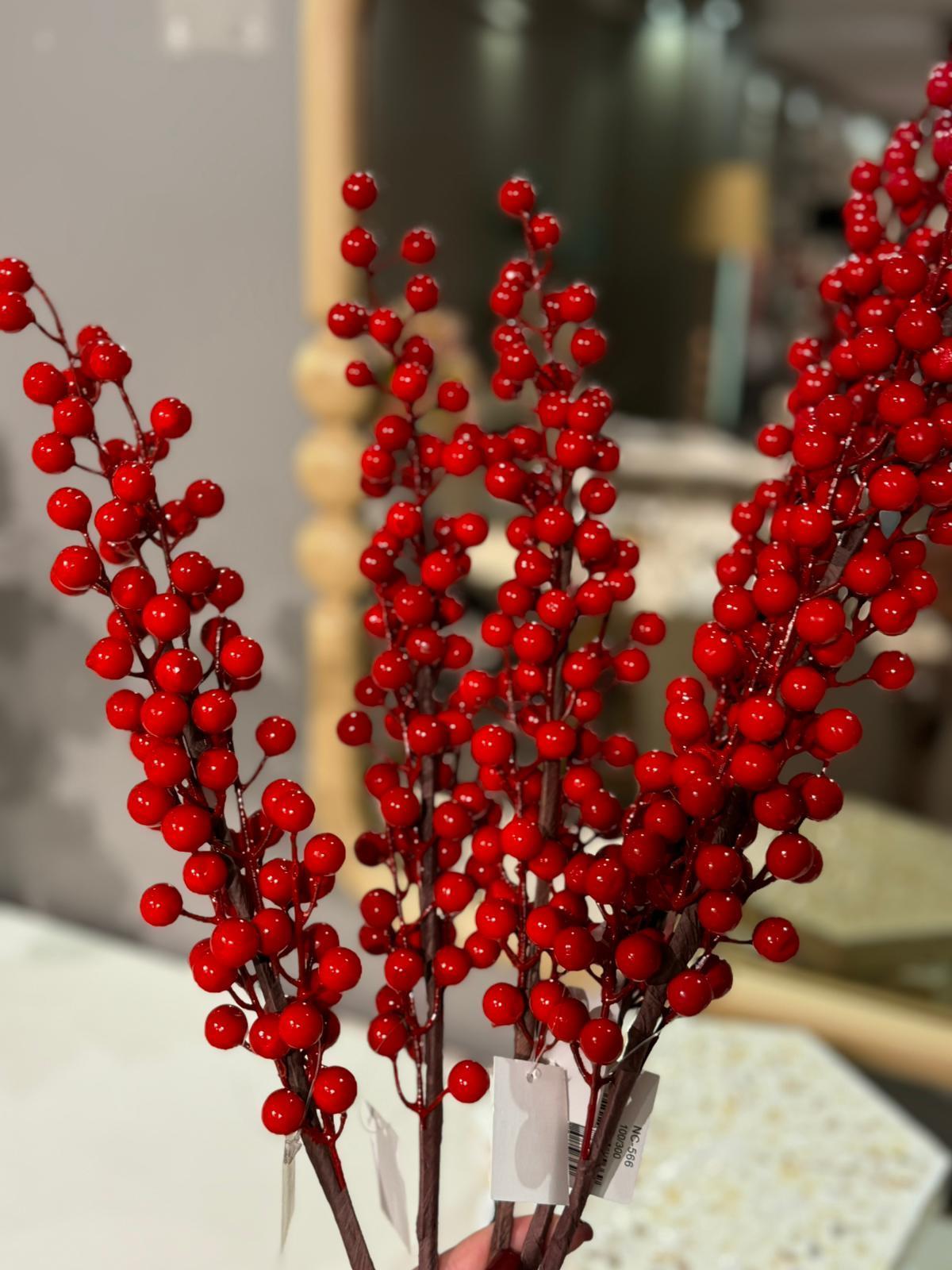 Crearthome Yapay Dal Kokina 75 Cm Kırmızı Yılbaşı Dekor ( 4 dal )