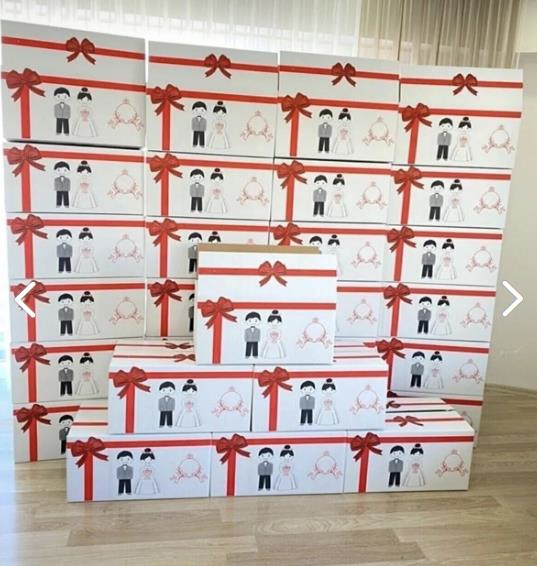 Kolix İsim Etiketli Çeyiz Kolisi Gelin Karton Koli Kutu Ambalaj 57x25x33 cm 5 Adet