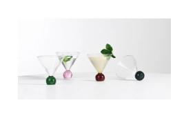 Linanware 4 Adet Set Renkli Küreli Cam Dondurma Sunum ve Tatlı Sunum Kasesi/Bardağı 200 ml DSG-15