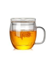 Linanware Cam Kapaklı Demleme Süzgeçli Isıya Dayanıklı Borosilikat Camdan Kupa Bardak 450 ml DSG-27