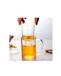 Linanware Cam Kapaklı Demleme Süzgeçli Isıya Dayanıklı Borosilikat Camdan Kupa Bardak 350ML DSG-25