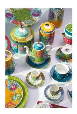 Lucky Art Eliana Bone China Desenli Porselen Tek Kişilik Demlik & Fincan Seti LYHD 596