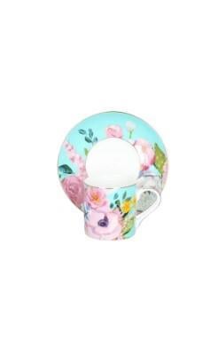 Lucky Art Peony Desenli 6 lı Bone China Porselen Kahve Fincanı seti 100 ml LYBA 038