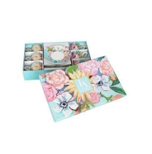 Lucky Art Peony Desenli 6 lı Bone China Porselen Kahve Fincanı seti 100 ml LYBA 038