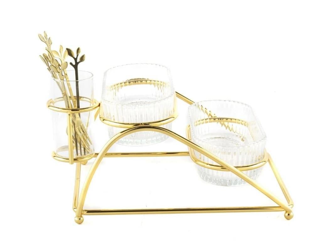 Mikasa Moor Gold 2 Katlı Metal Cam Servis 27x20x14cm P350.824183