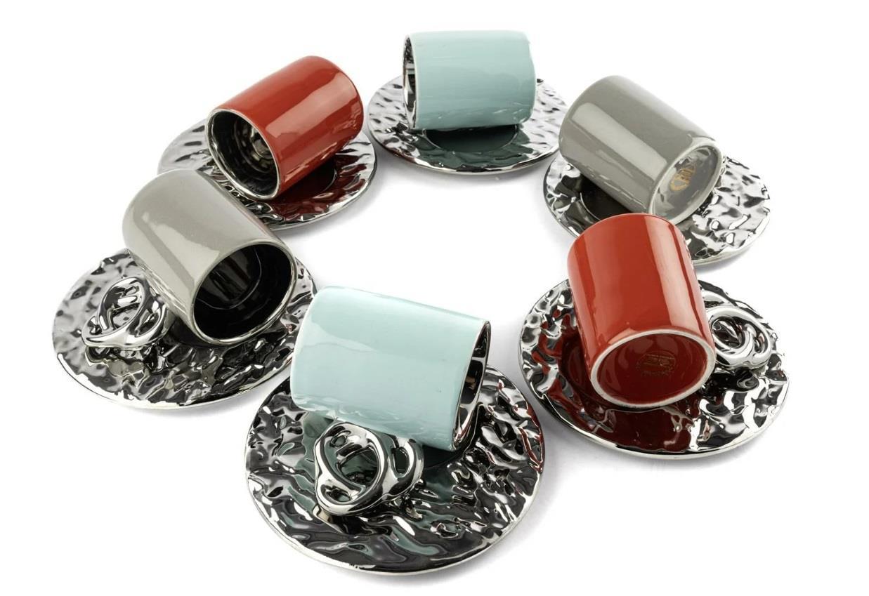 Mikasa Moor Lalin Silver 3 Renkli Asorti Silver 6lı Kahve Fincanı Seti 90cc P353.371289