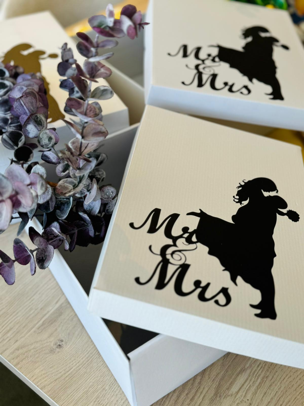 Mr & Mrs Box-Gelin Damat Hediye Kutusu-Nişan Bohça Kutusu-Özel Tasarım Hediye Kutusu