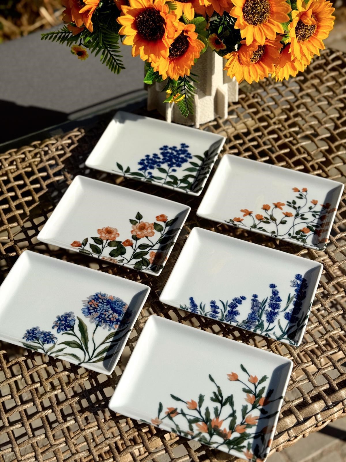 Porland Flower Garden 6 Kişilik Kare Pasta Tabağı 18x13CM 04PPO000225